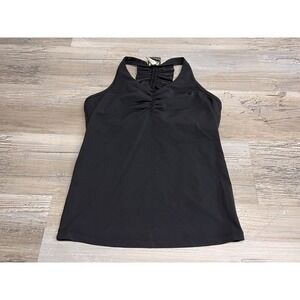 Vintage Y2k 90s Womens‎ M Black Ruffle Cinch Racerback Tank Formal Goth Coquette